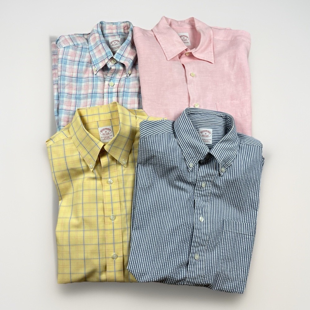 Brooks Brothers Shirt Mens Size Medium Irish Linen & All Cotton Short Sleeve LOT